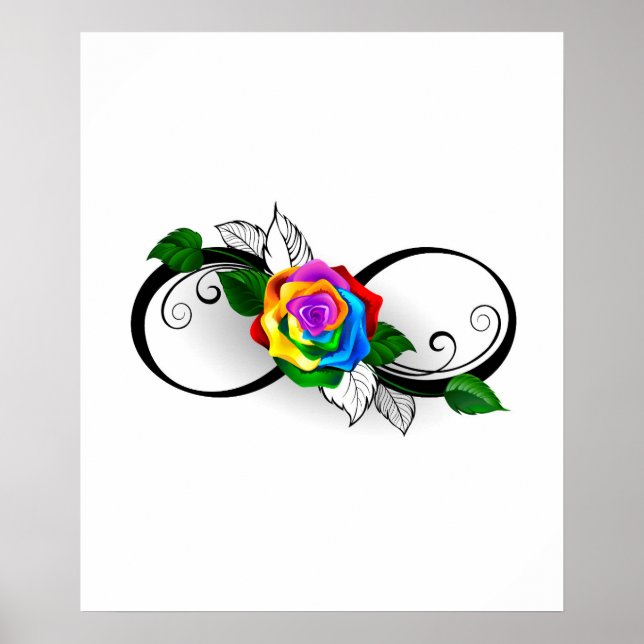 Infinity Symbol with Rainbow Rose Poster (Front)