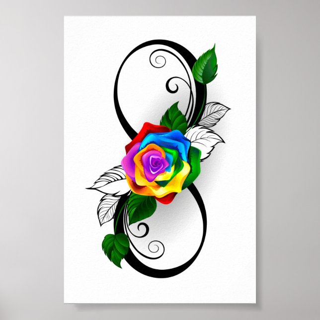 Infinity Symbol with Rainbow Rose Poster (Front)
