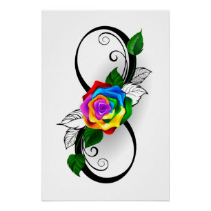 Infinity Symbol with Rainbow Rose Poster