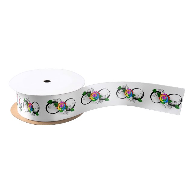 Infinity Symbol with Rainbow Rose Satin Ribbon (Spool)