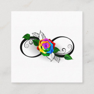 Infinity Symbol with Rainbow Rose Square Business Card