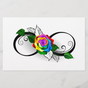 Infinity Symbol with Rainbow Rose Stationery