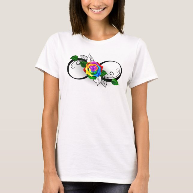 Infinity Symbol with Rainbow Rose T-Shirt (Front)