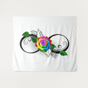 Infinity Symbol with Rainbow Rose Tapestry