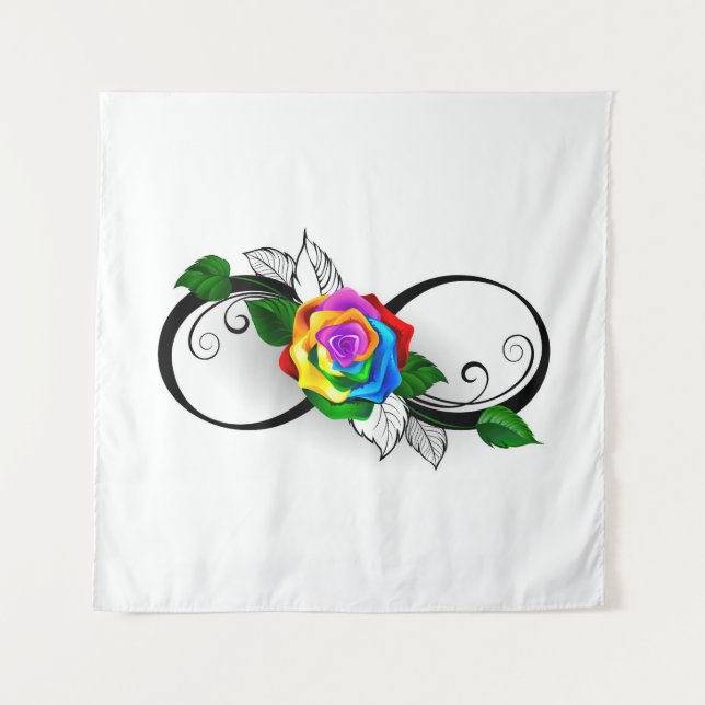 Infinity Symbol with Rainbow Rose Tapestry (Front)