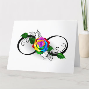 Infinity Symbol with Rainbow Rose Thank You Card