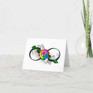 Infinity Symbol with Rainbow Rose Thank You Card