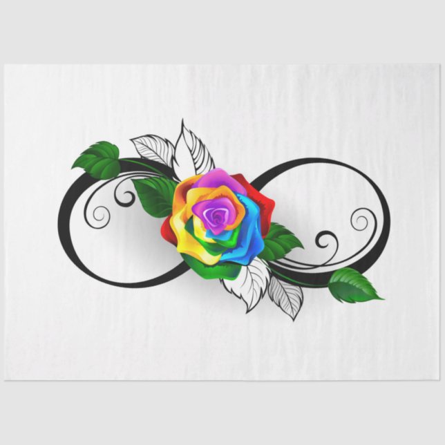 Infinity Symbol with Rainbow Rose Tissue Paper (Front)