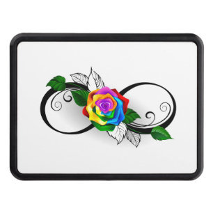 Infinity Symbol with Rainbow Rose Trailer Hitch Cover