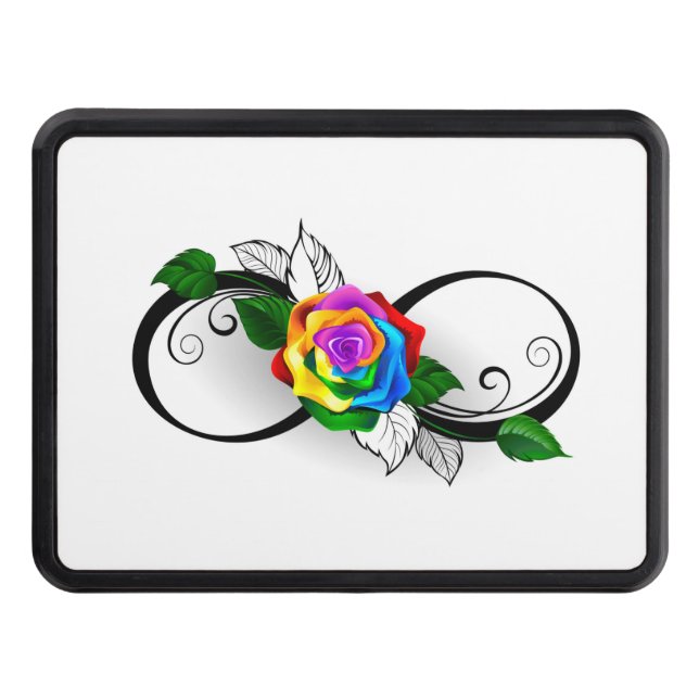 Infinity Symbol with Rainbow Rose Trailer Hitch Cover (Front)