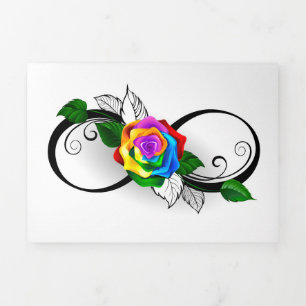 Infinity Symbol with Rainbow Rose Tri-Fold Card