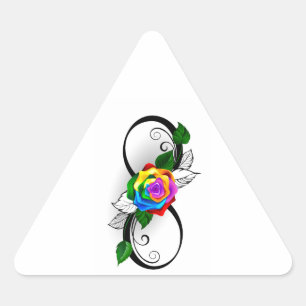 Infinity Symbol with Rainbow Rose Triangle Sticker