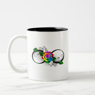Infinity Symbol with Rainbow Rose Two-Tone Coffee Mug