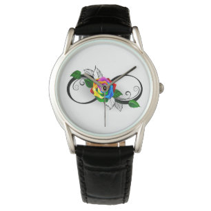 Infinity Symbol with Rainbow Rose Watch
