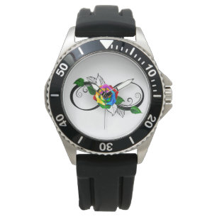 Infinity Symbol with Rainbow Rose Watch