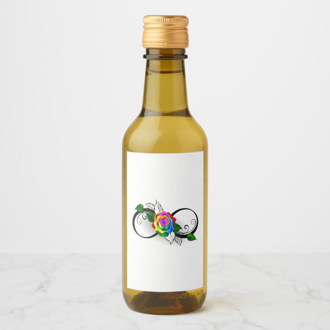 Infinity Symbol with Rainbow Rose Wine Label (Front)