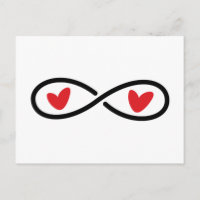 Infinity symbol with red love hearts modern