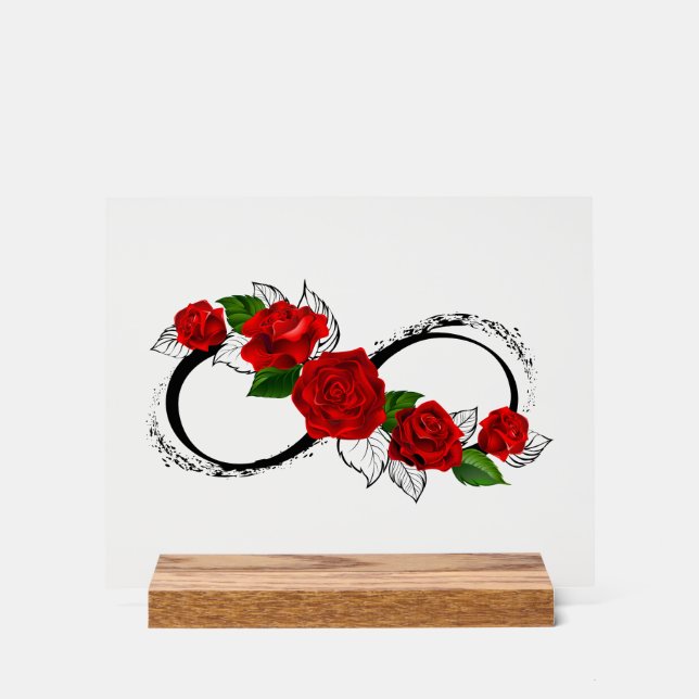 Infinity Symbol with Red Roses Acrylic Sign (Front)