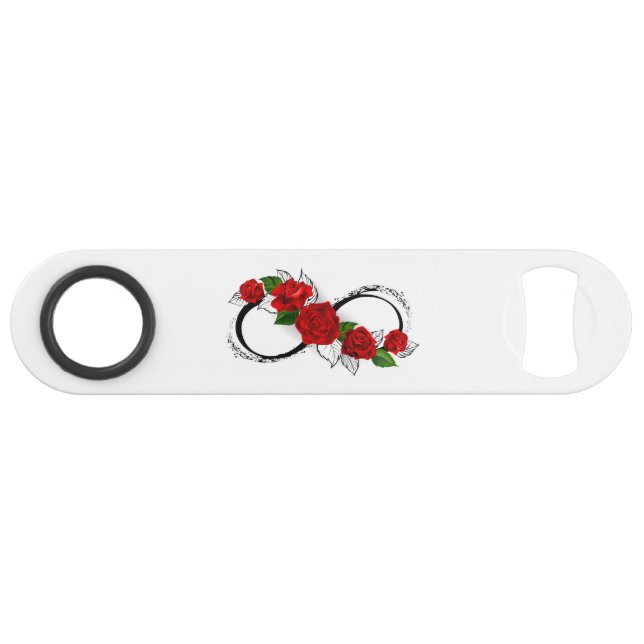 Infinity Symbol with Red Roses Bar Key (Front (Horizontal))