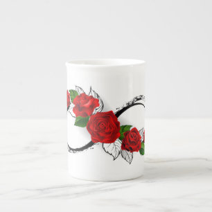 Infinity Symbol with Red Roses Bone China Mug