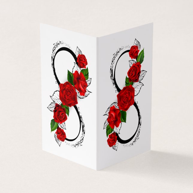 Infinity Symbol with Red Roses Business Card (Outside)