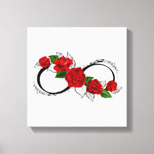 Infinity Symbol with Red Roses Canvas Print