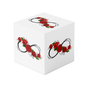 Infinity Symbol with Red Roses Cube