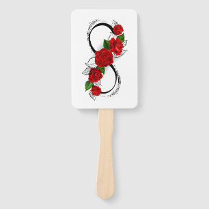 Infinity Symbol with Red Roses Hand Fan