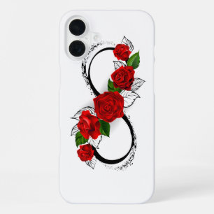 Infinity Symbol with Red Roses iPhone 16 Plus Case
