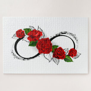 Infinity Symbol with Red Roses Jigsaw Puzzle