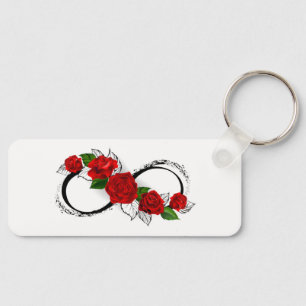Infinity Symbol with Red Roses Keychain