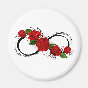 Infinity Symbol with Red Roses Magnet