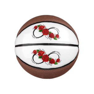 Infinity Symbol with Red Roses Mini Basketball