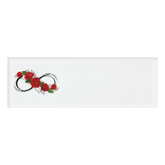 Infinity Symbol with Red Roses Name Tag (Front)