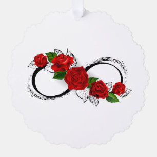 Infinity Symbol with Red Roses Ornament Card