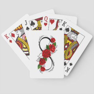 Infinity Symbol with Red Roses Playing Cards