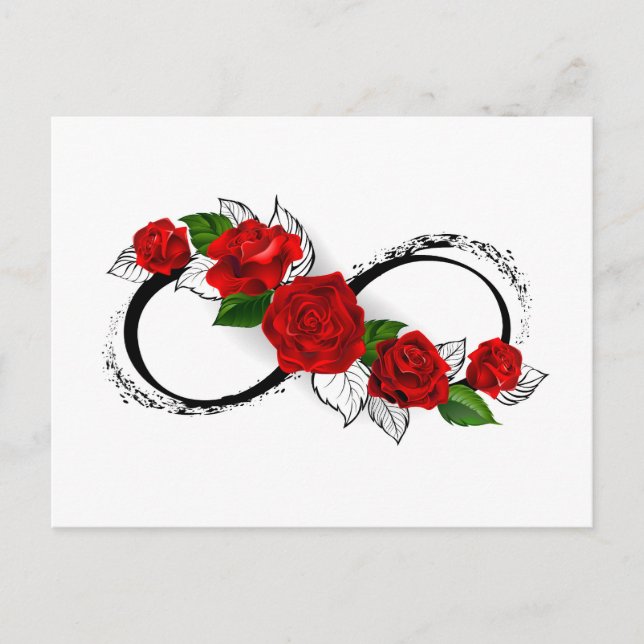 Infinity Symbol with Red Roses Postcard (Front)
