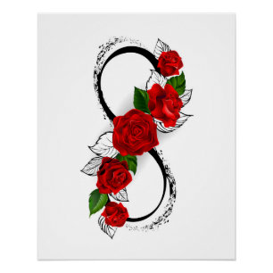 Infinity Symbol with Red Roses Poster