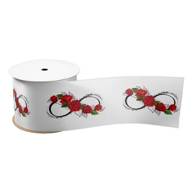Infinity Symbol with Red Roses Satin Ribbon (Spool)