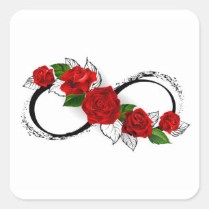 Infinity Symbol with Red Roses Square Sticker
