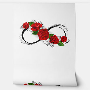 Infinity Symbol with Red Roses Wallpaper