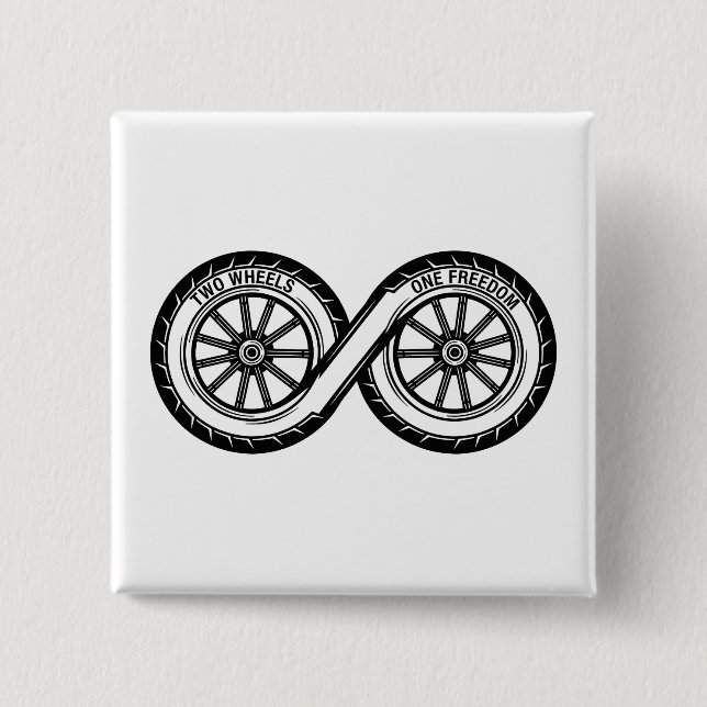 Infinity Two Wheels Freedom 2 Inch Square Button (Front)