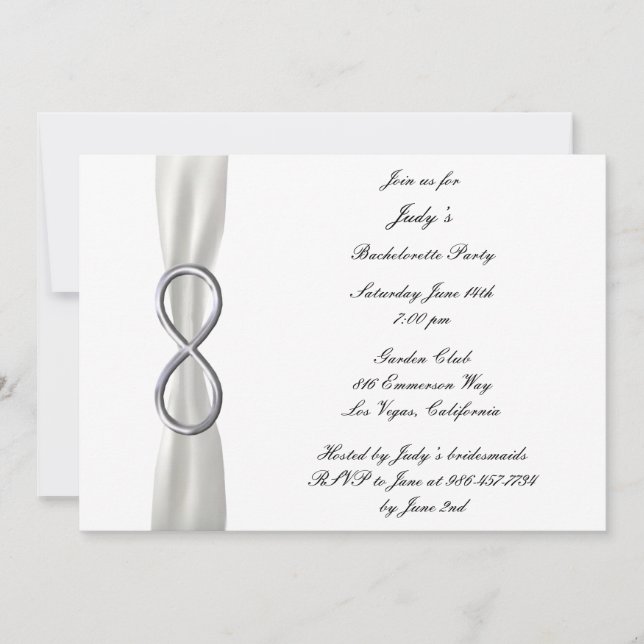 Infinity White Wedding Bachelorette Party Invite (Front)