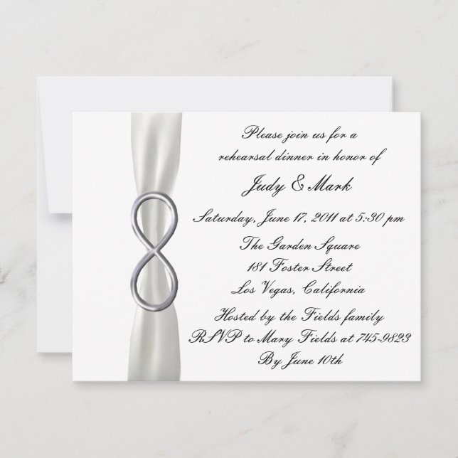 Infinity White Wedding Rehearsal Dinner Invitation (Front)