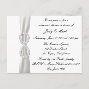 Infinity White Wedding Rehearsal Dinner Invitation