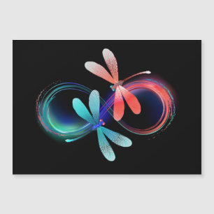 Infinity with glowing dragonflies