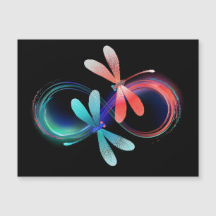 Infinity with glowing dragonflies