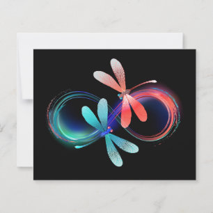 Infinity with glowing dragonflies