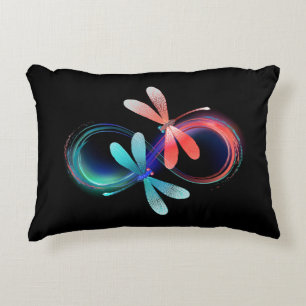 Infinity with glowing dragonflies accent pillow