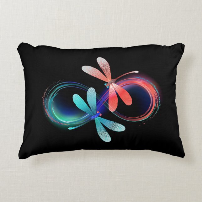 Infinity with glowing dragonflies accent pillow (Front)